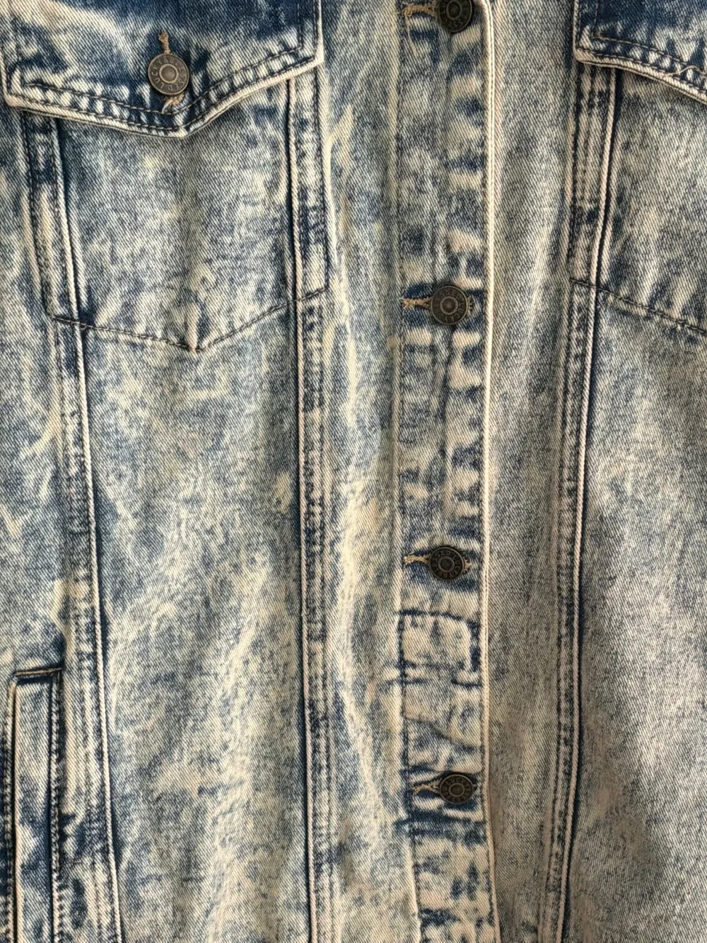 I&B Icky & Blessed Denim Jacket Womens L Acid Wash Distressed Oversized Frayed